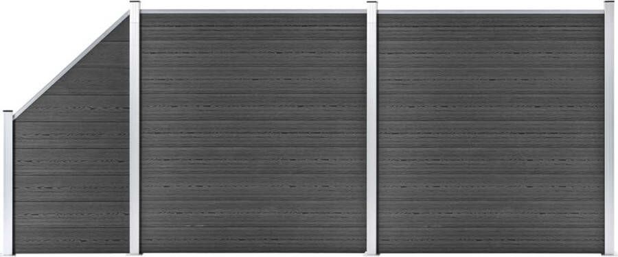 The Living Store Schutting Hout-Kunststof-Composiet 446 x (105 186) cm Zwarte Tuinafscheiding