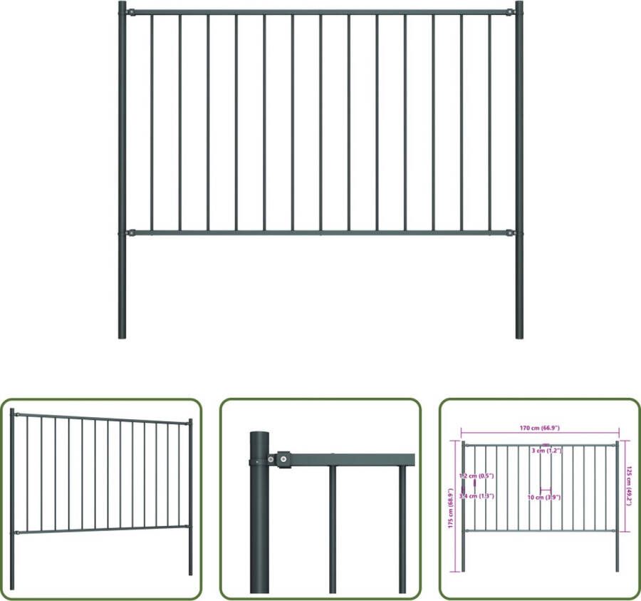 The Living Store Hekpaneel met palen 1-7x1-25 m gepoedercoat staal antraciet Schuttingdeel