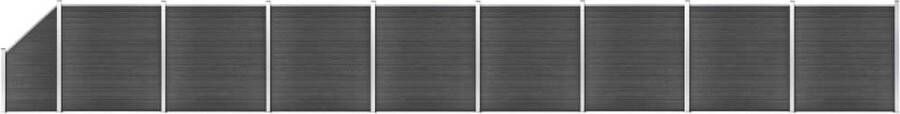 The Living Store Schutting Panelenset Hout-Kunststof-Composiet 1484 x (105-186) cm Zwart