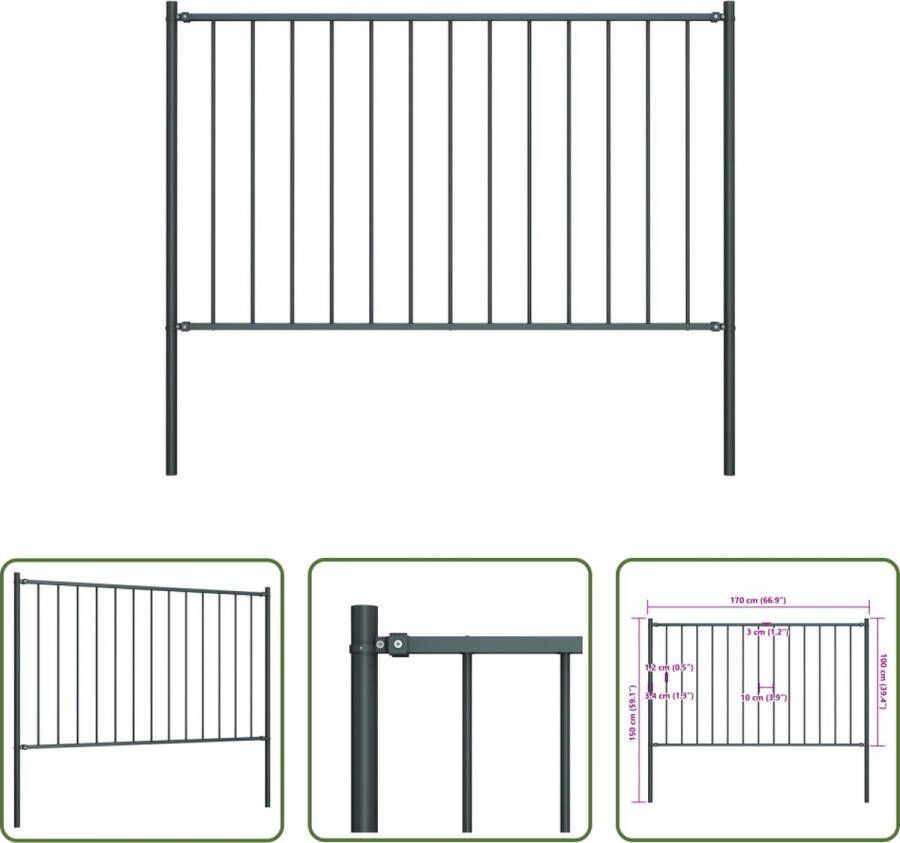 The Living Store Schutting Steel 170 x 150 cm Antraciet Weerbestendig