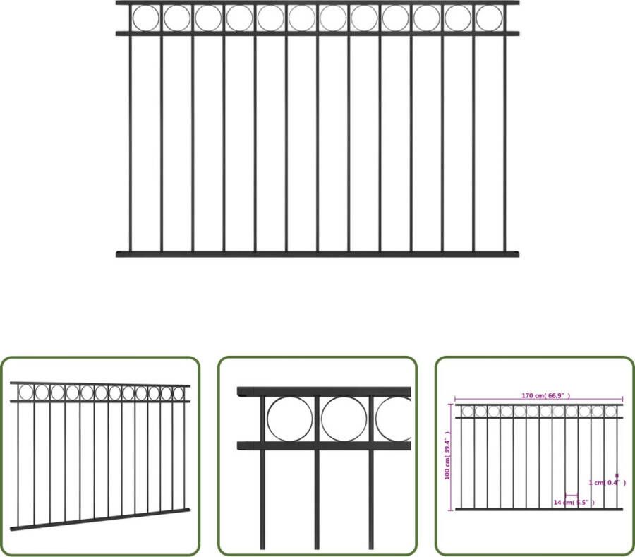 The Living Store Schuttingpaneel Cirkel Zwart 170 x 100 cm Gepoedercoat staal