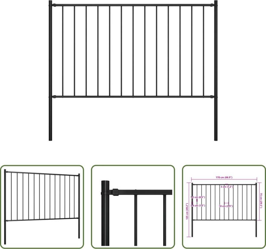 The Living Store Schuttingpaneel Zwart 170 x 125 cm Gepoedercoat staal