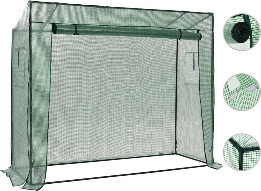 The Living Store Serre Hoogwaardige Groen 200x80x173cm UV-beschermd Ripstop Sterk Stalen Frame Gemakkelijke Toegang en Luchtcirculatie Opzetten zonder gereedschap Ventilatieraam