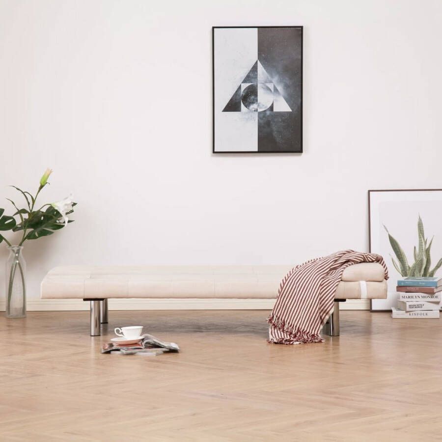 The Living Store Bedbank Sleeper Houten Frame Crème 168 x 77 x 64 cm Verstelbaar