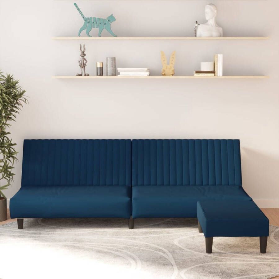 The Living Store Slaapbank Velvet Blauw 200 x 84.5 x 69 cm Multifunctionele Bedbank
