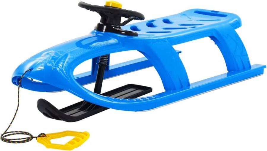 VidaXL The Living Store Sneeuwslee Stalen lopers Stuur Trekkoord Kogelvormig ontwerp Blauw 102.5 x 40 x 23 cm