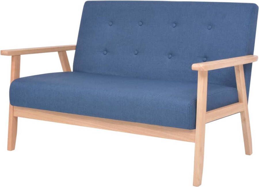 The Living Store Sofa 2-zits Blauw 113.5x67x73.5cm Comfortabele zitbank met houten frame