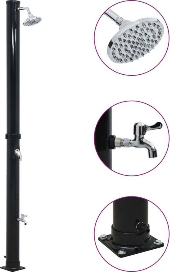 The Living Store Solar Zwembaddouche Zwart PVC 220 cm 20L