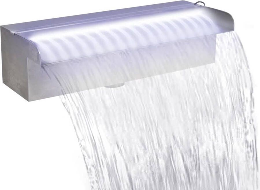 The Living Store SS 304 Cascade Fontein 30 x 11.5 x 8 cm LED-verlichting