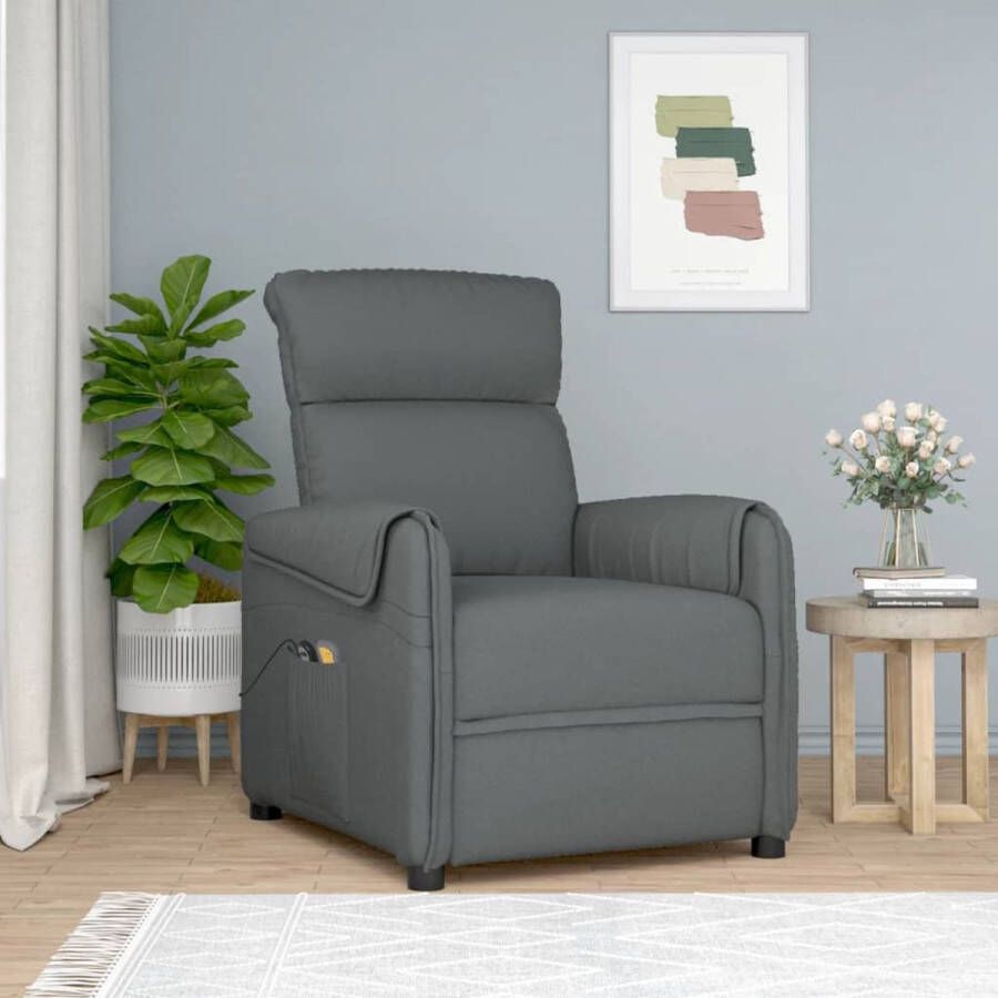 The Living Store Sta-op-massagestoel Donkergrijs 71x95x95 cm Verstelbaar Heffunctie Massagefunctie Comfortabele zitervaring Stevig en stabiel frame Schuimvulling 6-punts trillingsmassage Inclusief montage