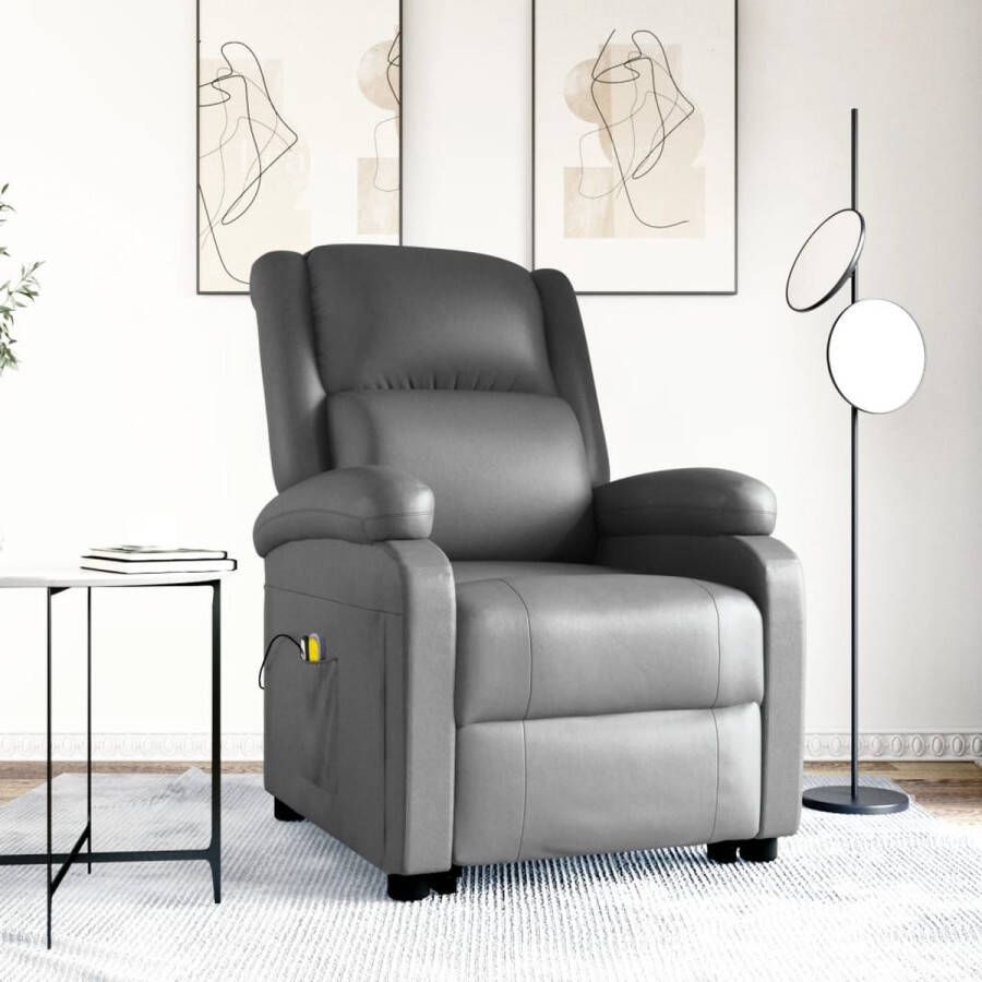 The Living Store Sta-op-massagestoel Grijs Verstelbaar Inclusief massagefunctie Comfortabele zitervaring