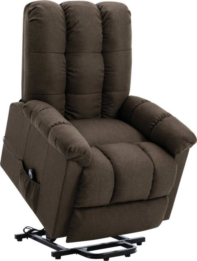 The Living Store Sta-op-stoel Relaxfauteuil 77 x 92 x 103 cm Verstelbaar Bruin Stof Multiplex IJzer