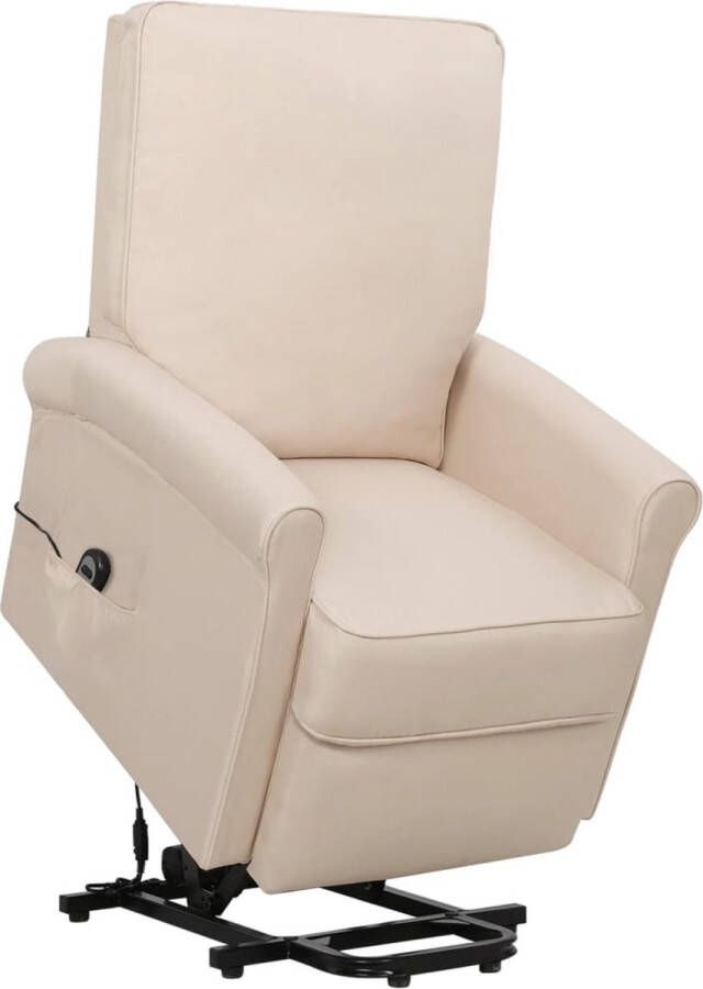 The Living Store Sta-op-stoel Relaxfauteuil Crème 70.5 x 89 x 102.5 cm Verstelbaar Duurzaam Stabiel Voor ouderen en rugklachten