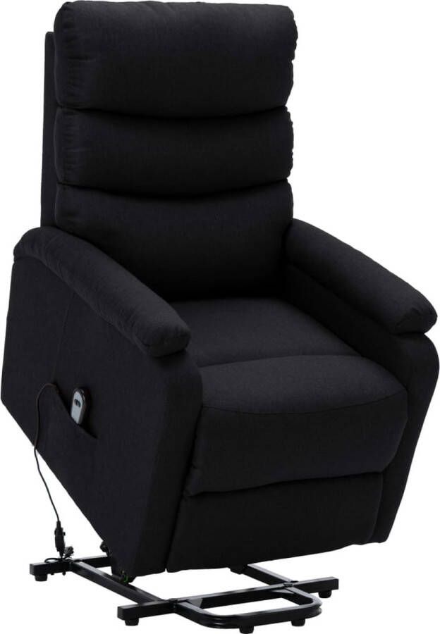 The Living Store Sta-op-stoel Relaxfauteuil Zwart 74 x 90.5 x 100 cm Omhoog en naar achteren verstelbaar Inclusief zijvak en handbediening Verstelbare rugleuning en voetensteun AC 100-240V