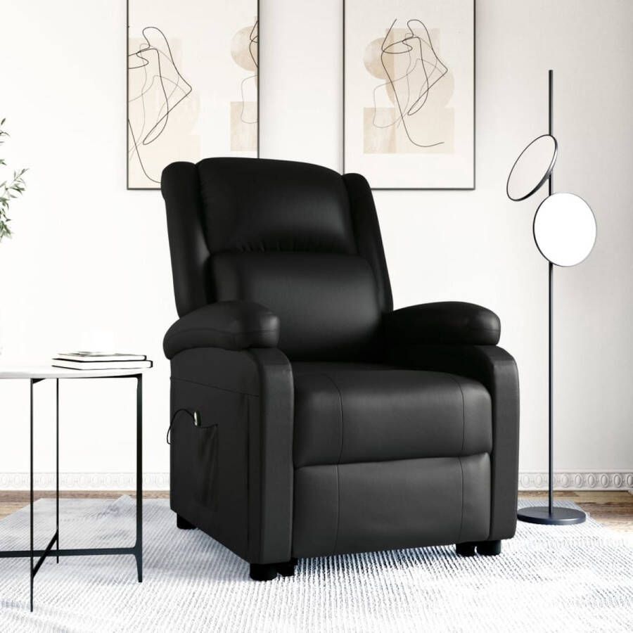 The Living Store Sta-op-stoel Verstelbaar Kunstleer Zwart 71x90.5x96 cm
