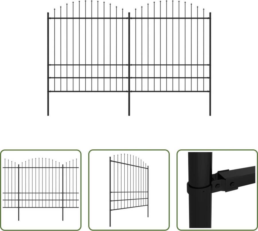 The Living Store Stalen Tuinhek 3.4m Zwart Hoogte 1.75-2m Inclusief Montagemateriaal