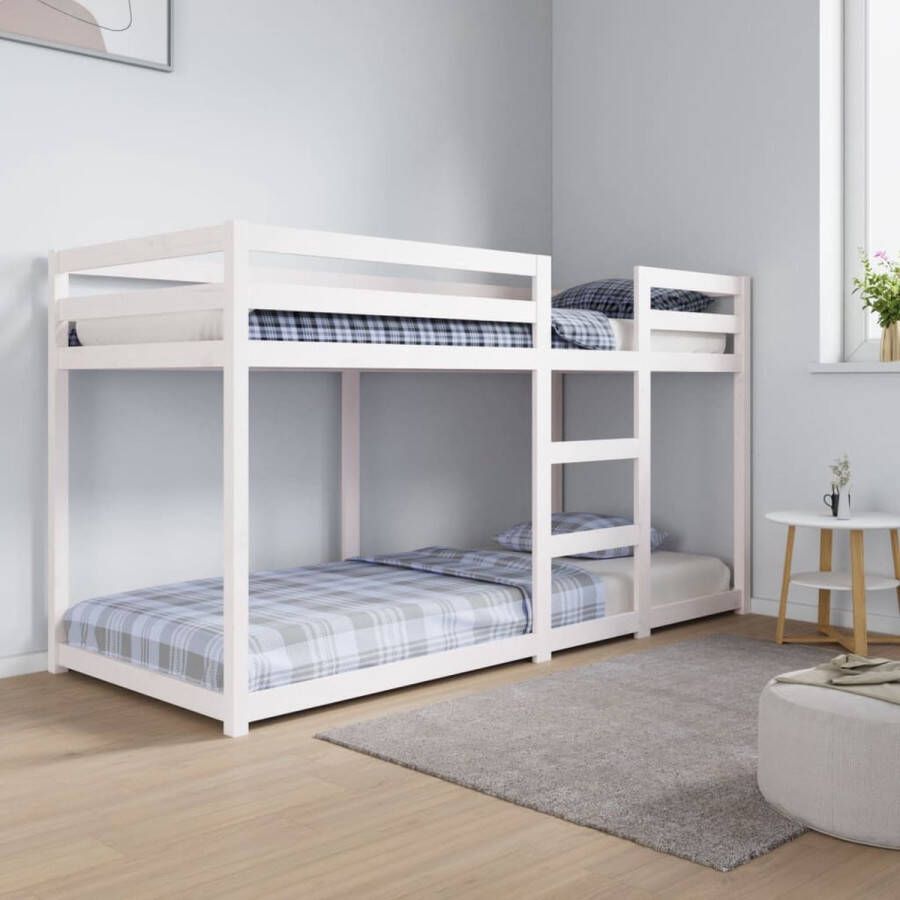 The Living Store Stapelbed 80x200 cm massief grenenhout wit Stapelbed Stapelbedden Bed Bedframe Stapelbedframe Bed Frame Bedden Bedframes Stapelbedframes Bed Frames