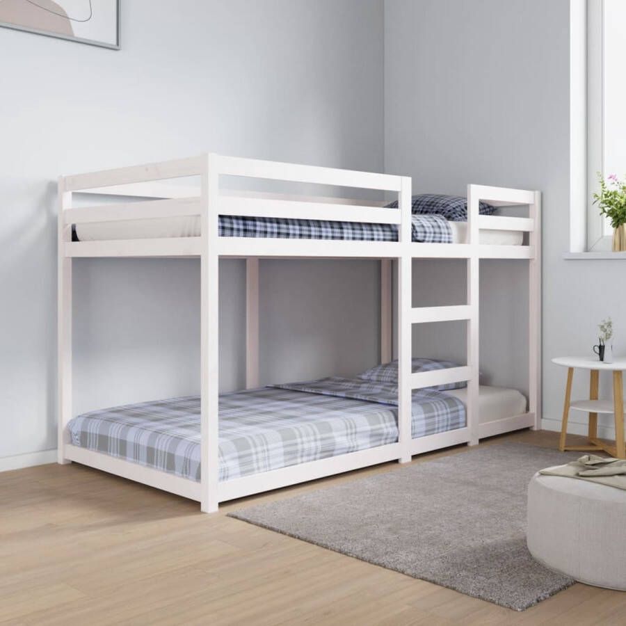 The Living Store Stapelbed 90x190 cm massief grenenhout wit Stapelbed Stapelbedden Bed Bedframe Stapelbedframe Bed Frame Bedden Bedframes Stapelbedframes Bed Frames