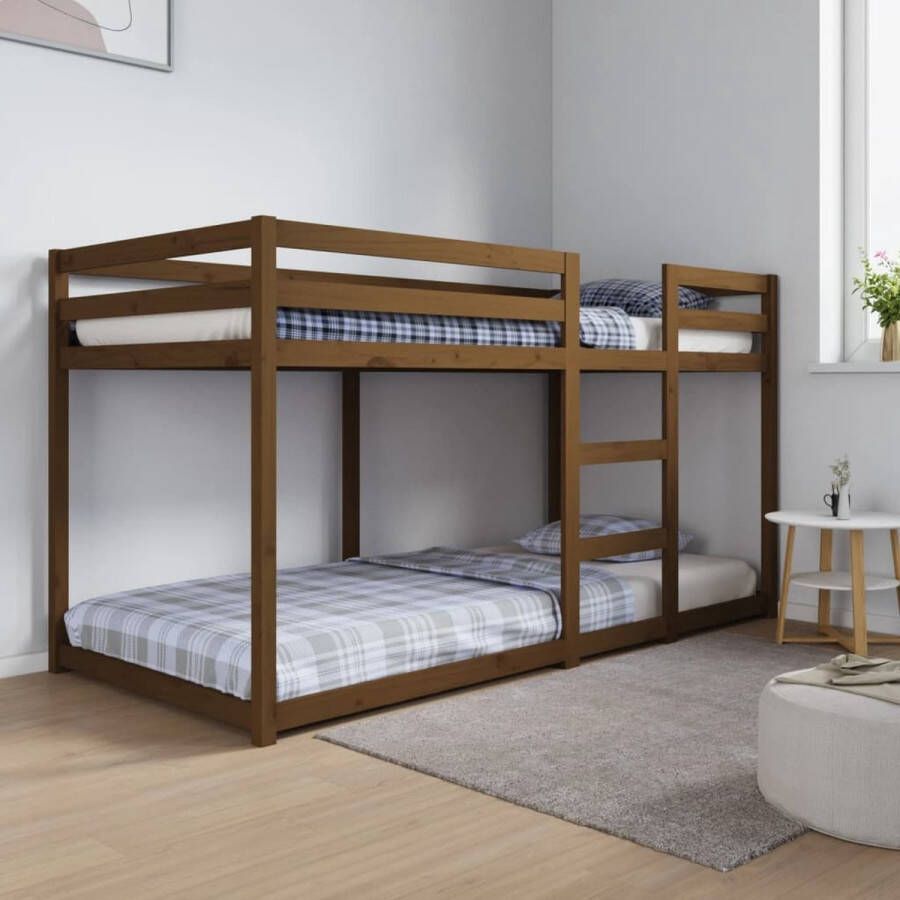 The Living Store Stapelbed massief grenenhout honingbruin 90x200 cm Stapelbed Stapelbedden Bed Bedframe Stapelbedframe Bed Frame Bedden Bedframes Stapelbedframes Bed Frames