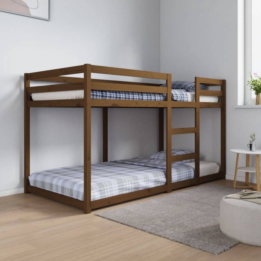 The Living Store Stapelbed massief grenenhout honingbruin 90x190 cm Stapelbed Stapelbedden Bed Bedframe Stapelbedframe Bed Frame Bedden Bedframes Stapelbedframes Bed Frames
