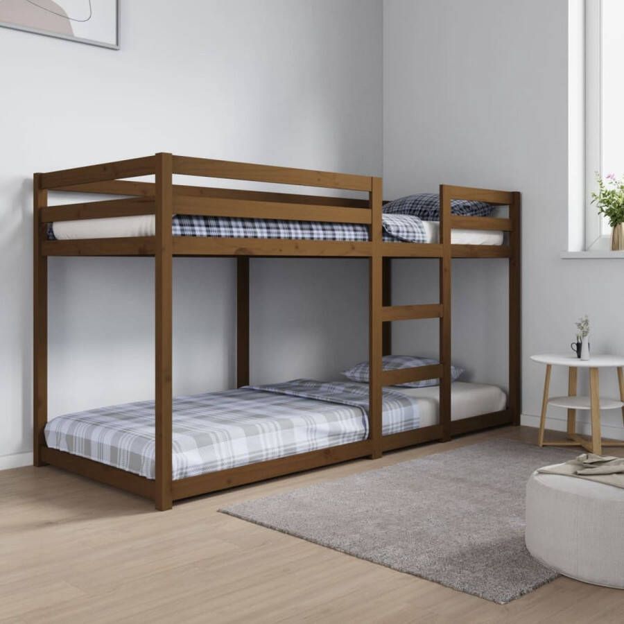 The Living Store Stapelbed massief grenenhout honingbruin 80x200 cm Stapelbed Stapelbedden Bed Bedframe Stapelbedframe Bed Frame Bedden Bedframes Stapelbedframes Bed Frames