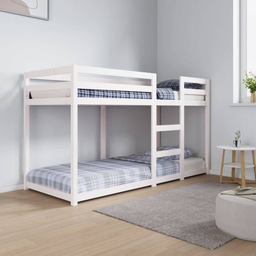 The Living Store Stapelbed 75x190 cm massief grenenhout wit Stapelbed Stapelbedden Bed Bedframe Stapelbedframe Bed Frame Bedden Bedframes Stapelbedframes Bed Frames