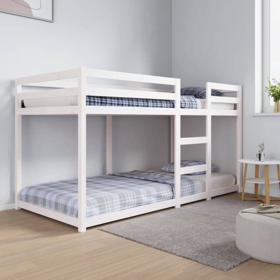 The Living Store Stapelbed massief grenenhout wit 90x200 cm Stapelbed Stapelbedden Bed Bedframe Stapelbedframe Bed Frame Bedden Bedframes Stapelbedframes Bed Frames