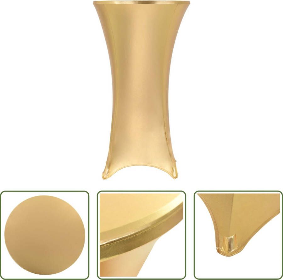 The Living Store Statafelhoes Goud Ø70cm Stretchstof 2 stuks