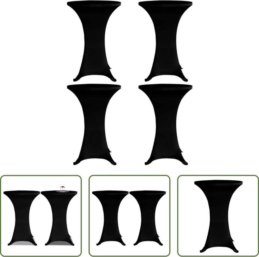 The Living Store Statafelhoes Zwart Geschikt voor tafels tot 120 cm Stretchstof Wasbaar op 40 °C Levering bevat 4 stuks