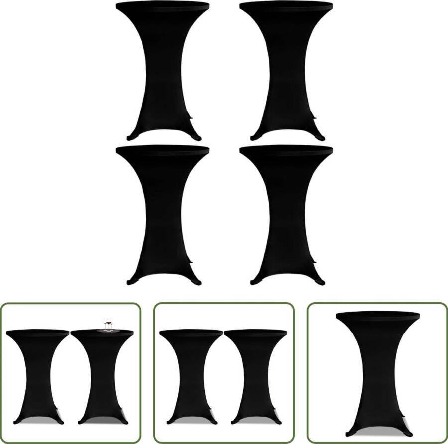 The Living Store Statafelhoes Zwart Stretchstof Geschikt voor tafels tot 120 cm Set van 4