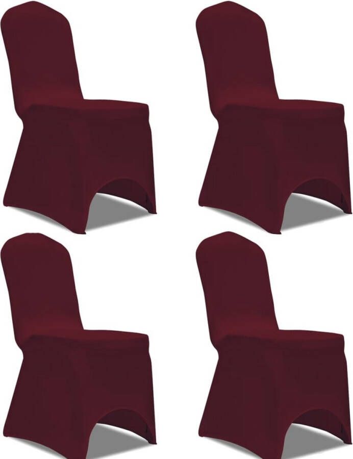 The Living Store Stoelhoes Stretch Bordeaux Geschikt voor stoelen tot 100 cm 10% spandex 4 stuks