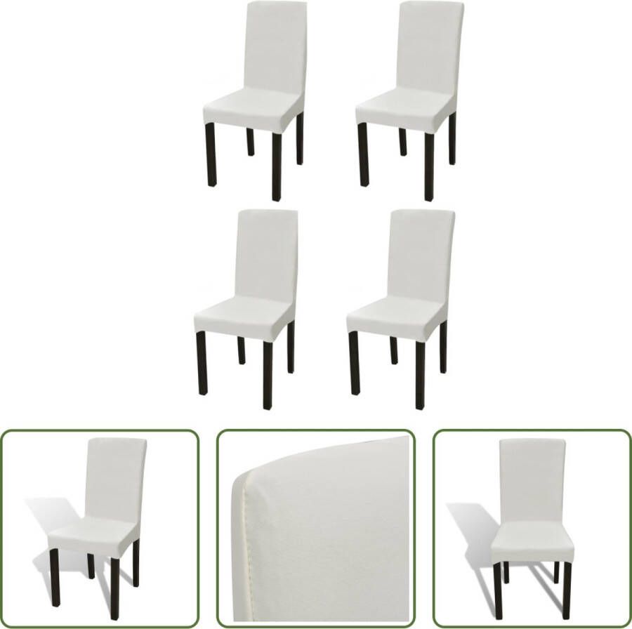 The Living Store Stoelhoezen Polyester 4 stuks crème geschikt voor stoelen met hoogte 46-55cm breedte 38-45cm dikte zitting 10cm zitlengte 37-45cm zitbreedte 35-45cm Wasbaar op 40°C