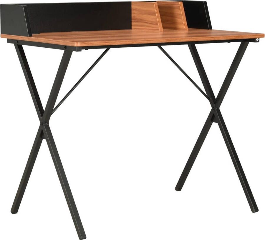 The Living Store Strakke Bureau X Bureau 80 x 50 x 84 cm Zwart Bruin