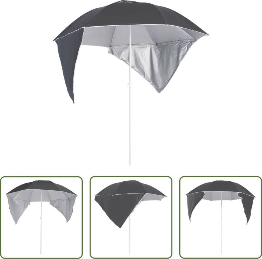 The Living Store Strandparasol Antraciet 190 x 202 218 cm UV-bescherming Waterbestendig Met Luchtventilatie Inclusief 2 zijwanden Montage vereist