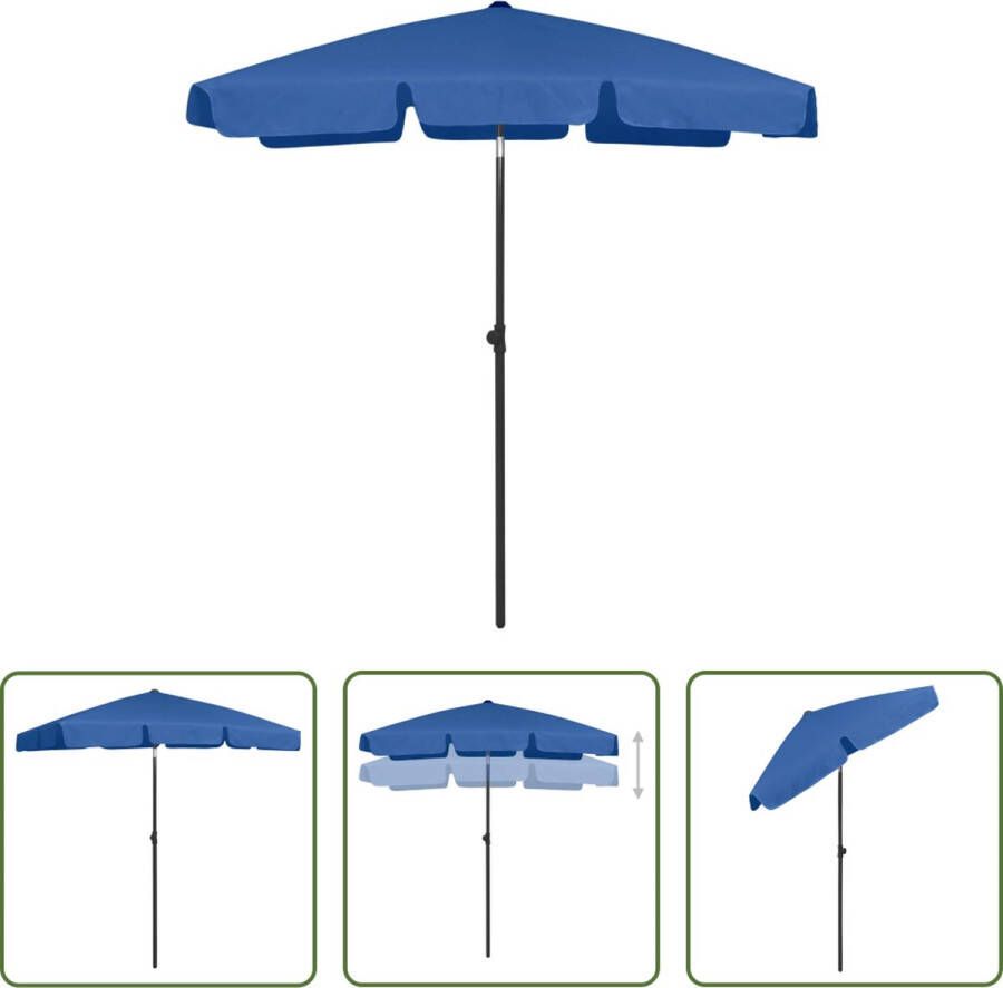 The Living Store Strandparasol Azuurblauw 180x120 cm UV-beschermend Verstelbaar Windbestendig