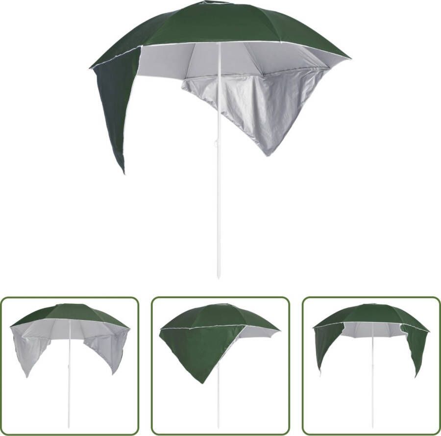 The Living Store Strandparasol Groen 190 x 202 218 cm (ø x H) Zonwerende coating Uv-bescherming Waterbestendig