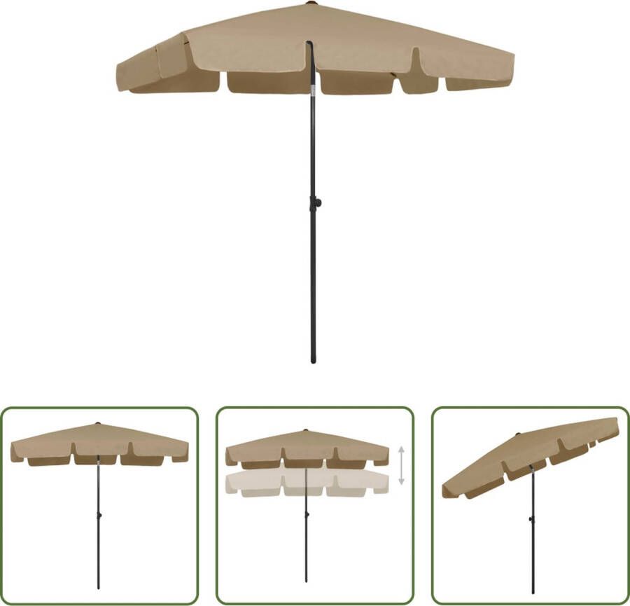 The Living Store Strandparasol Polyester 200 x 125 cm Uv-bestendig Taupe