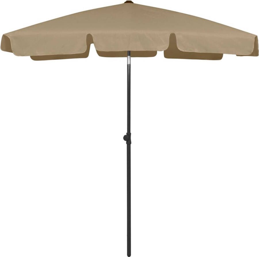 The Living Store Strandparasol UV-beschermend polyester Stevige baleinen Geschikt voor parasolgat Kantelbaar Windbestendig Kleur- taupe Diameter paal- 28 32 mm Totale hoogte- 232 cm Oppervlakte- 180 x 120 cm Montage vereist