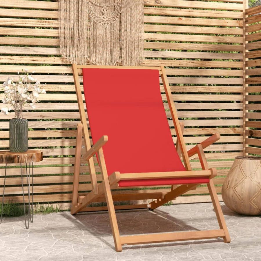The Living Store Strandstoel Iconisch ontwerp Inklapbaar 60 x 126 x 87.5 cm Rood