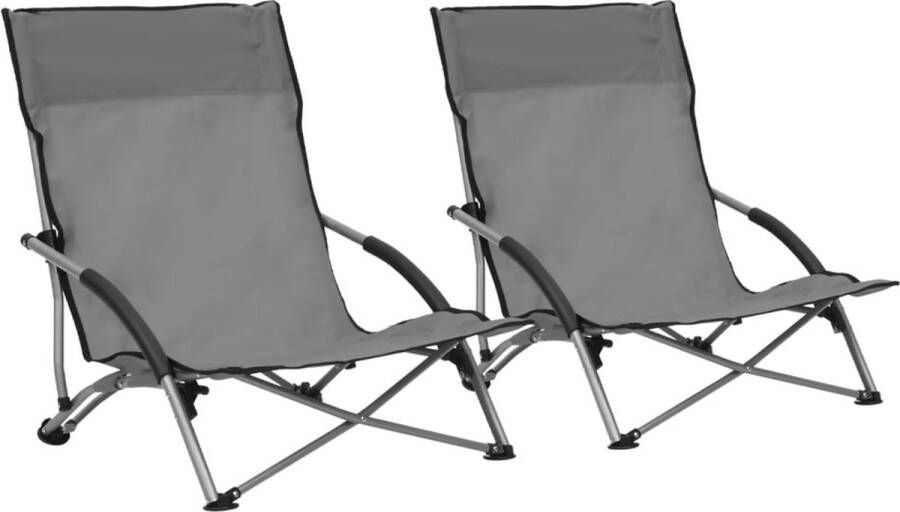The Living Store Strandstoel Inklapbaar Oxford Stof en Staal Grijs 55.5 x 65.5 x 66 cm