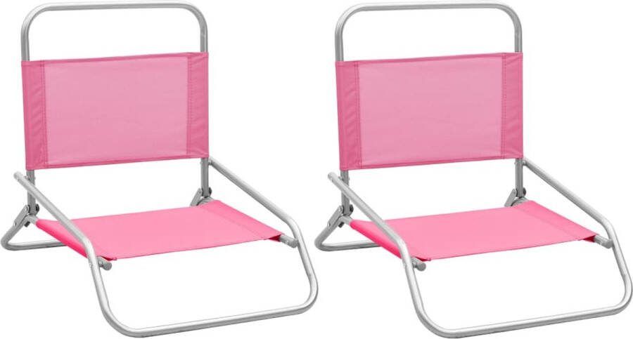 The Living Store Strandstoel Inklapbaar Roze 51 x 61 x 58 cm Sterk Stalen Frame