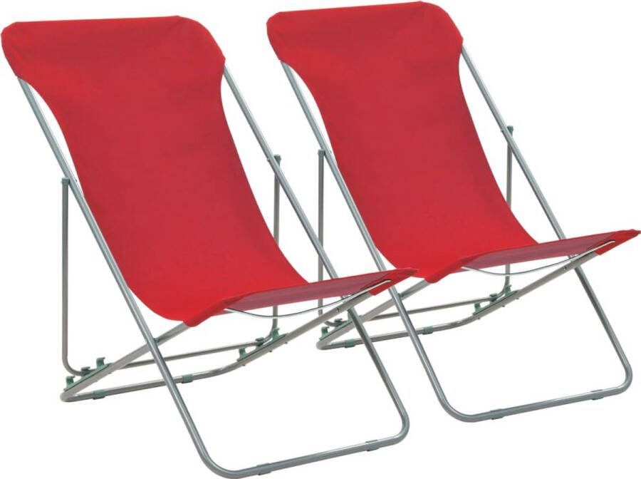 The Living Store Strandstoelenset 75 x 57 x 99 cm 3 standen Rood