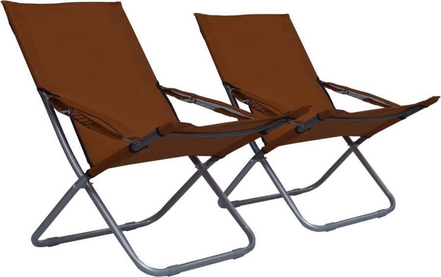The Living Store Strandstoelenset Bruin 58x76x88 cm Inklapbaar Verstelbaar 2 stuks