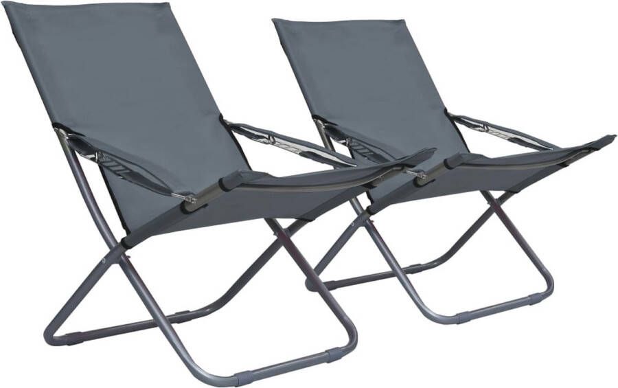 The Living Store Strandstoelenset Grijs 58 x 76 x 88 cm Verstelbaar 2 stuks