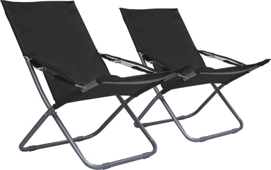 The Living Store Strandstoelenset Oxford Stof Staal 58x76x88cm Inklapbaar 2 Stuks