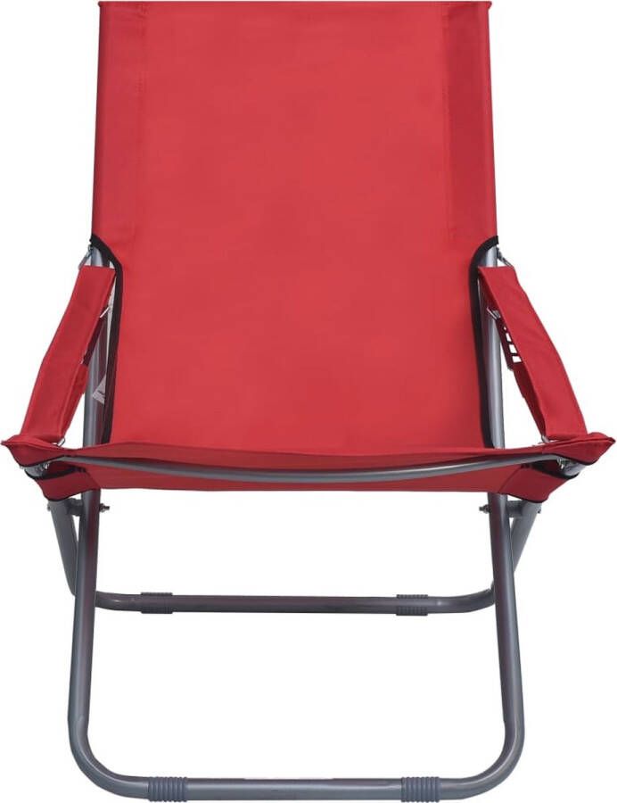 The Living Store Strandstoelenset Staal en Oxford stof 58 x 76 x 88 cm Rood Verstelbaar