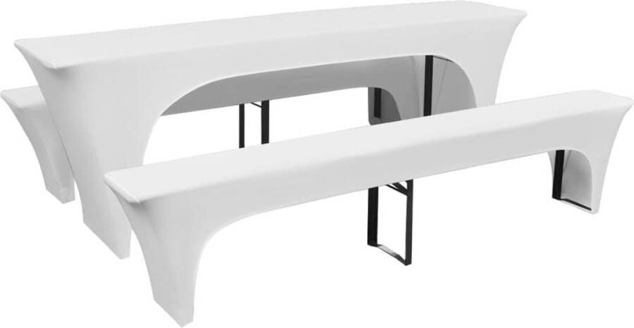 The Living Store Tafelhoes Bankhoes Biertafel 220x50x80cm Bank 220x25x40cm Stretchstof