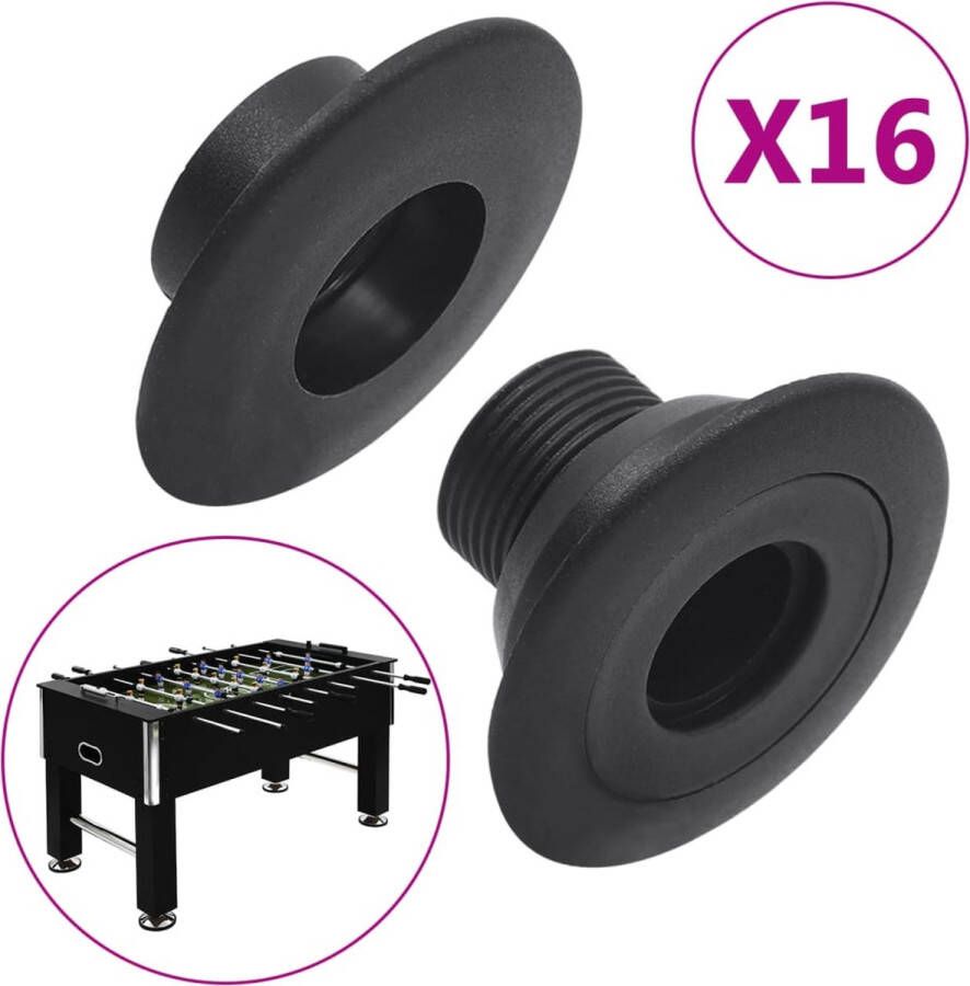 VidaXL The Living Store Tafelvoetbalstanglagers 15.9 16mm Duurzaam Zwart ABS 16 stuks