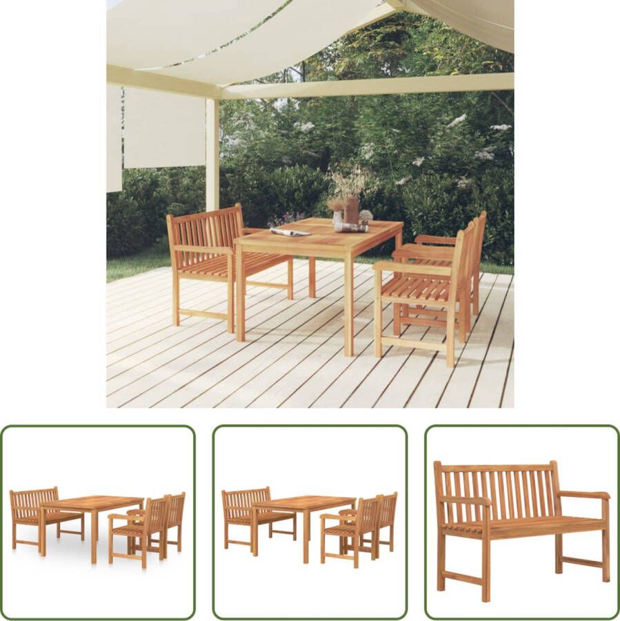 The Living Store Teak Tuinset Eethoek 150x90x77 cm Waterbestendig Comfortabel