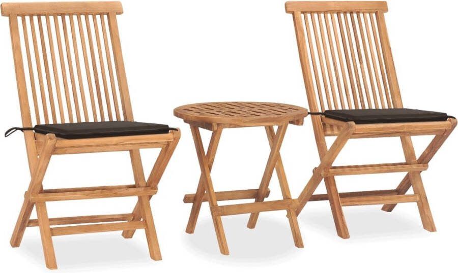 The Living Store Teakhouten Eethoek Tuintafel 50x50cm Stoelen 46x62x90cm Inklapbaar